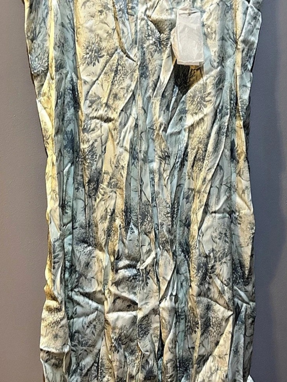 Vince Watercolor Floral Satin Skirt mint blue and white Size 14
